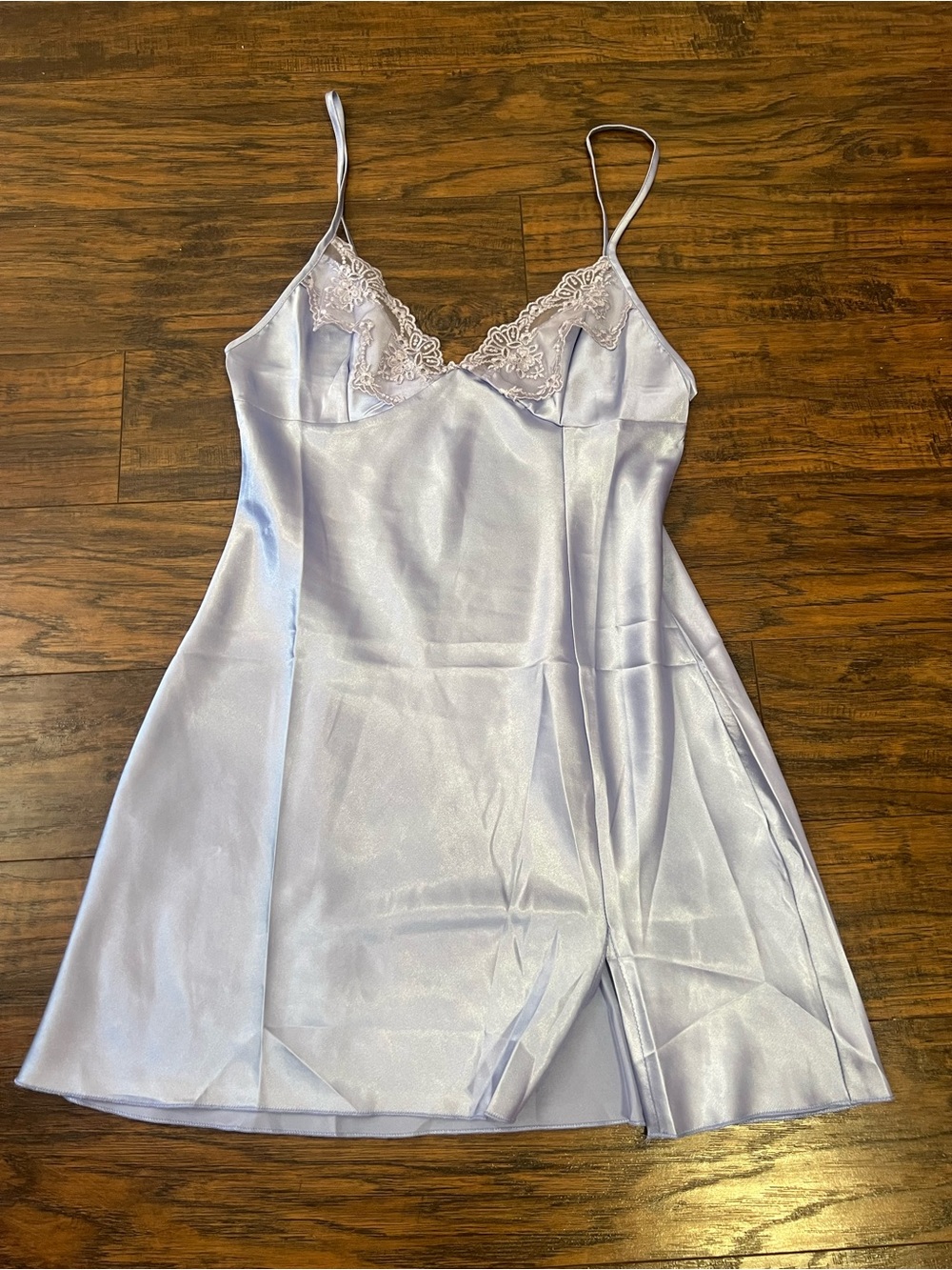 SHEIN Satin Lace-Trim Chemise in Light Lavender